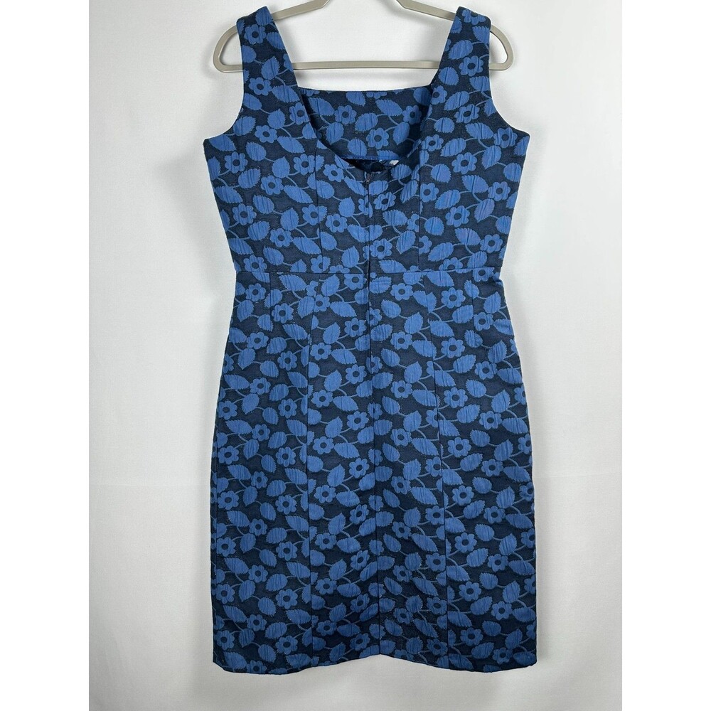 BB Dakota Blue Floral Jacquard Sheath Dress Size 12 Whimsigoth 90s Mod Y2K Retro - Picture 2 of 13